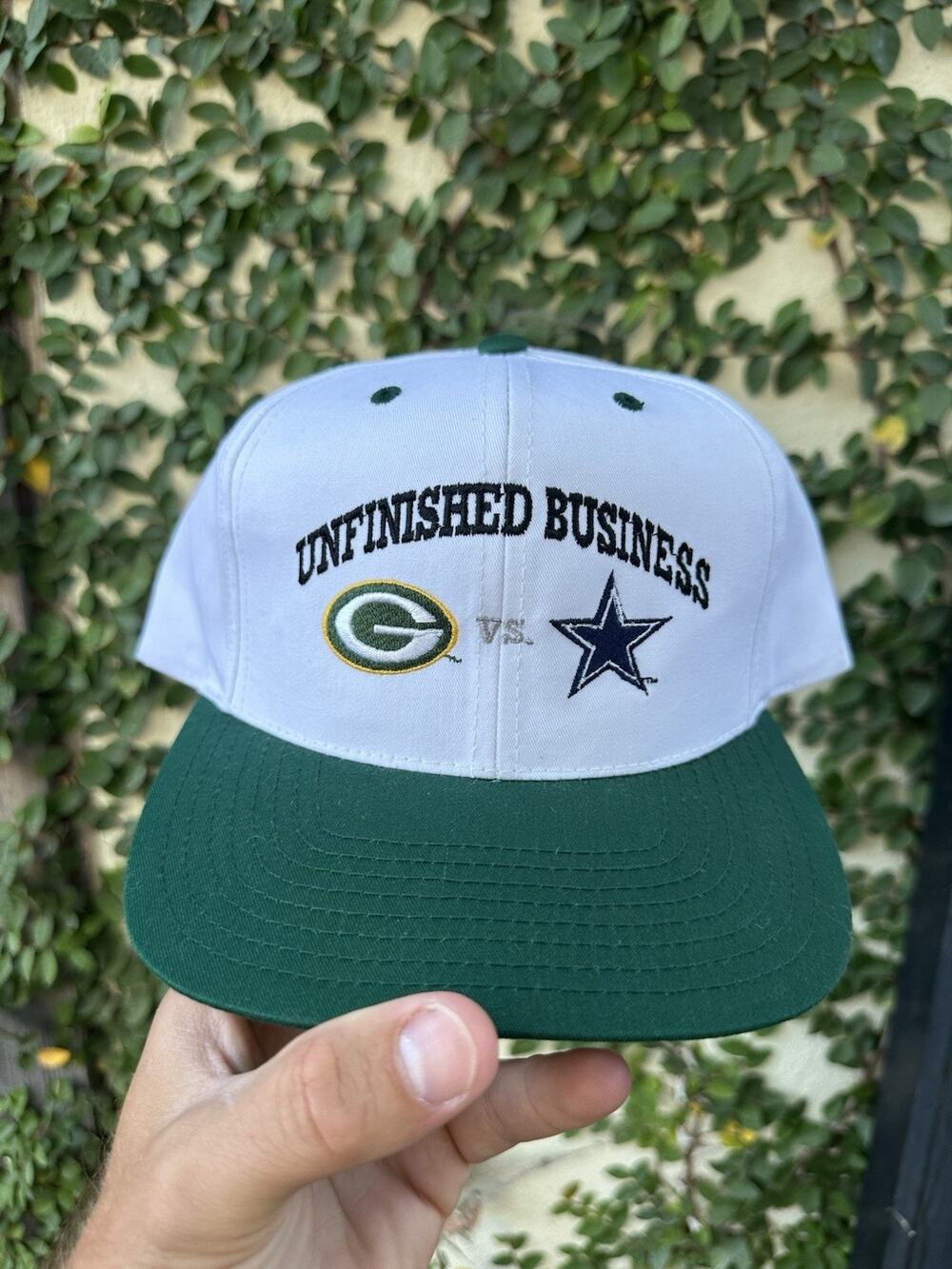 Vintage 90's Green Bay Packers Unfinished Business Cowboys Snapback Hat